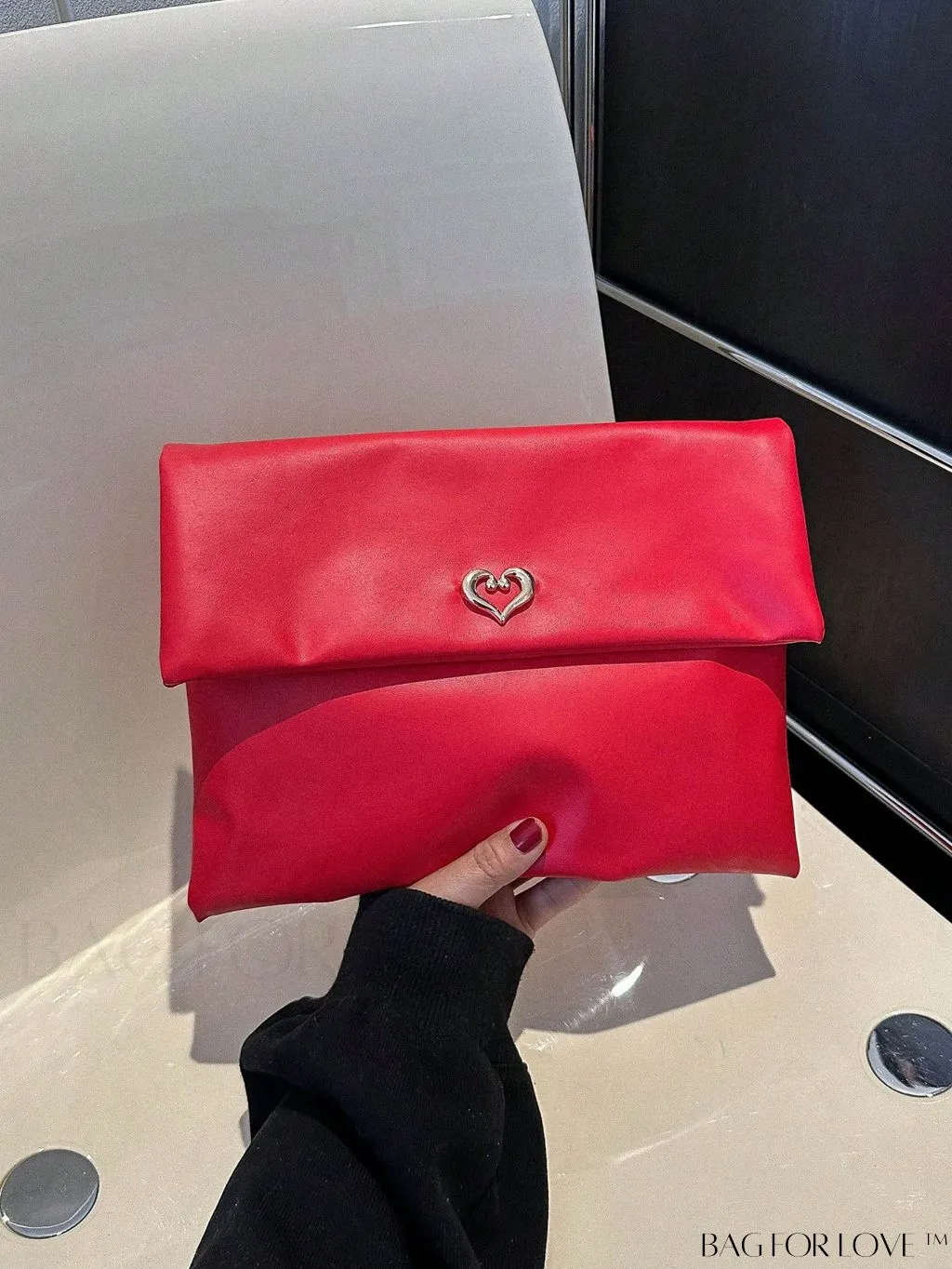 BagForLove - Minimalistic PU Envelope Bag with Heart Detailing