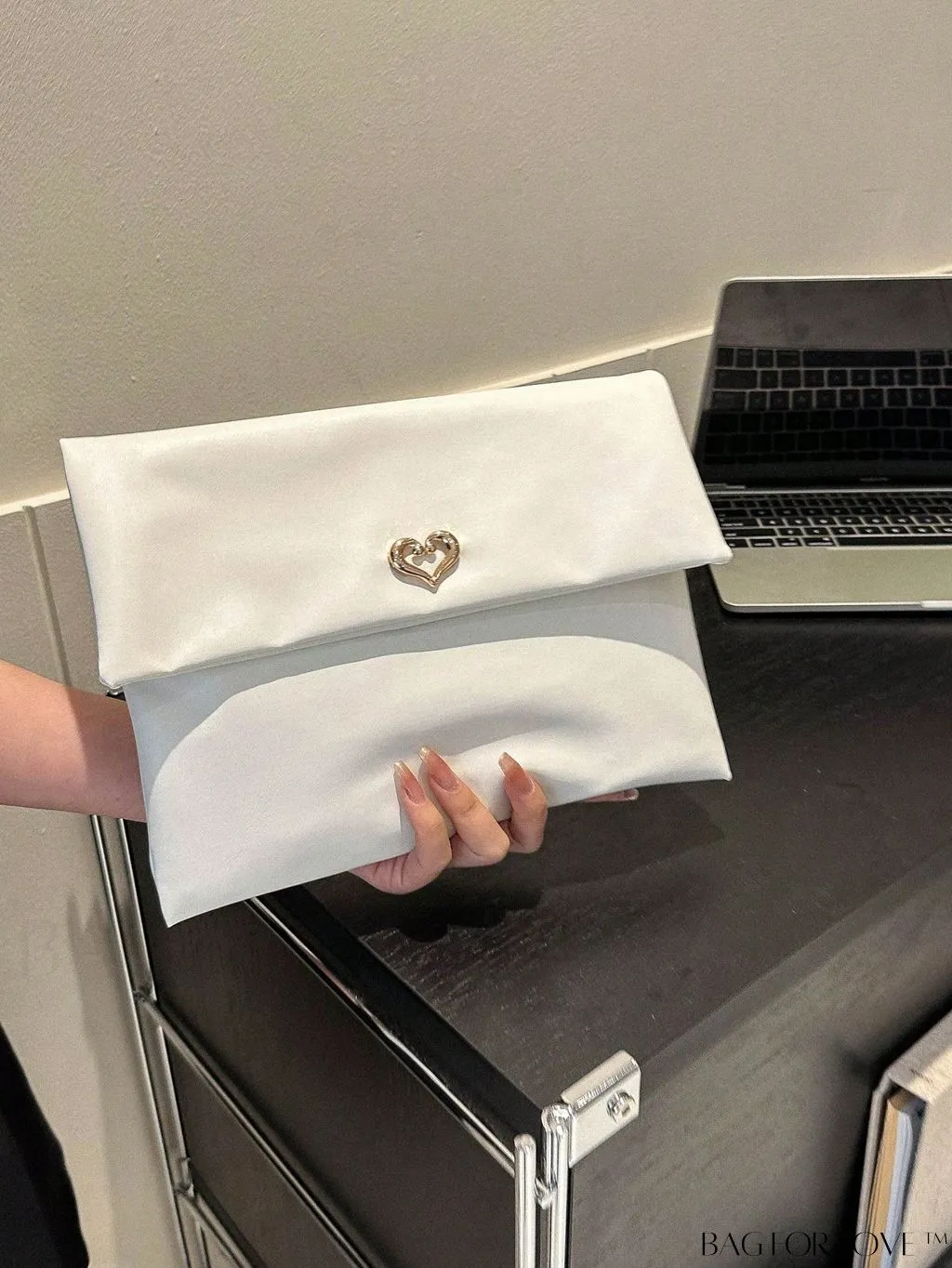 BagForLove - Minimalistic PU Envelope Bag with Heart Detailing