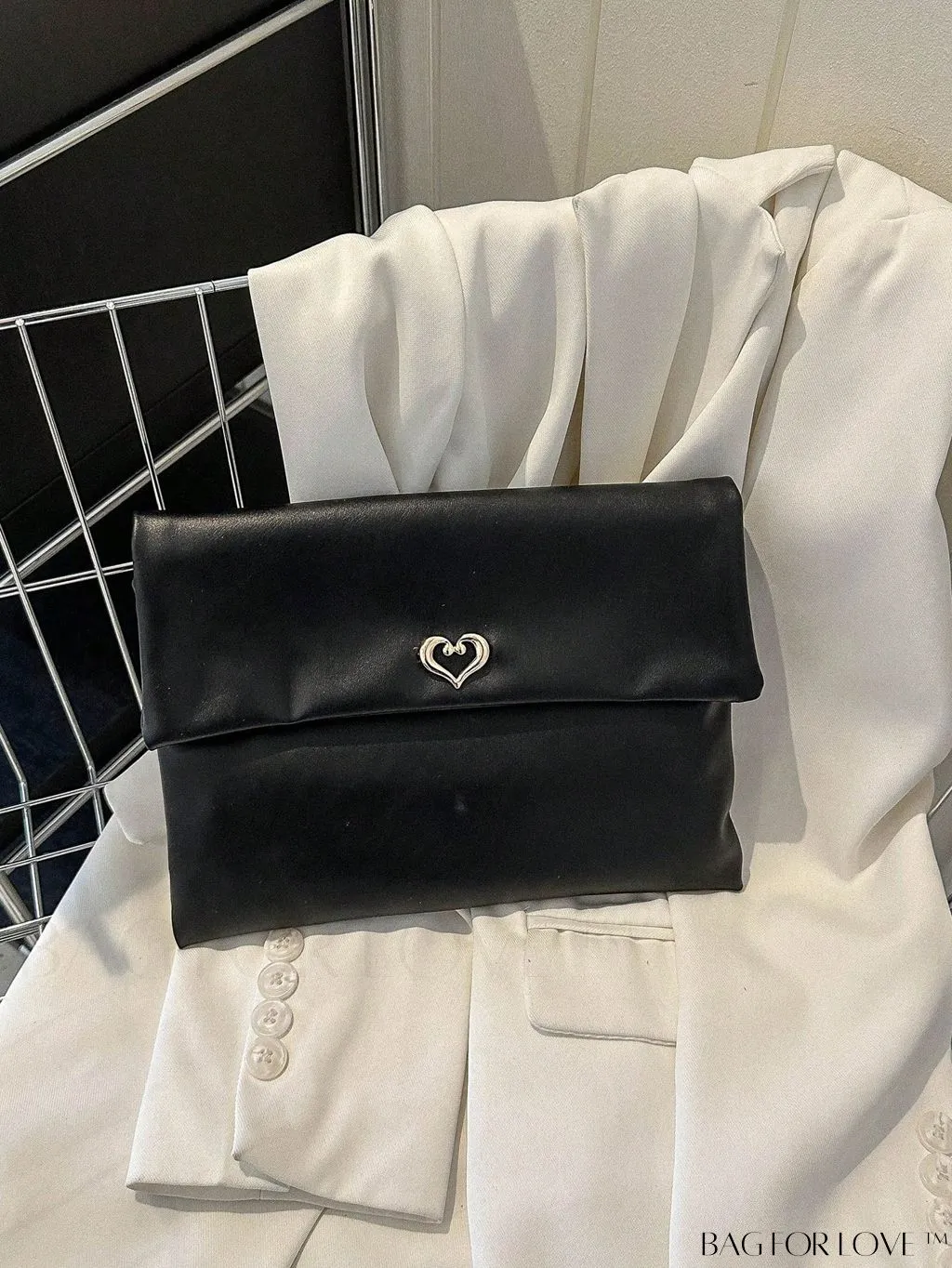 BagForLove - Minimalistic PU Envelope Bag with Heart Detailing