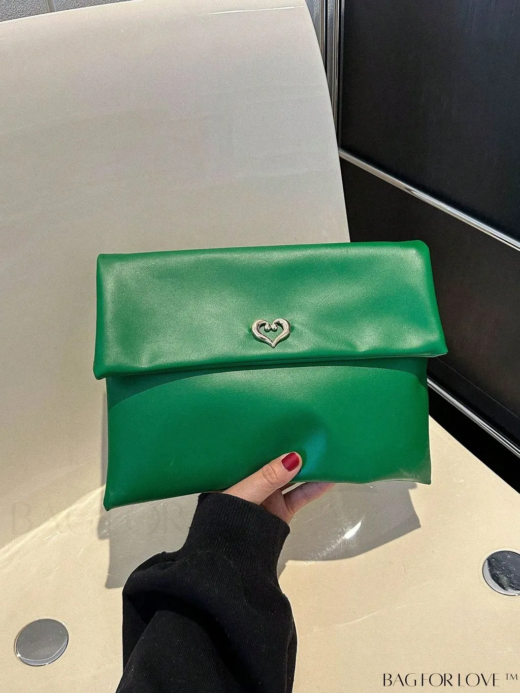 BagForLove - Minimalistic PU Envelope Bag with Heart Detailing