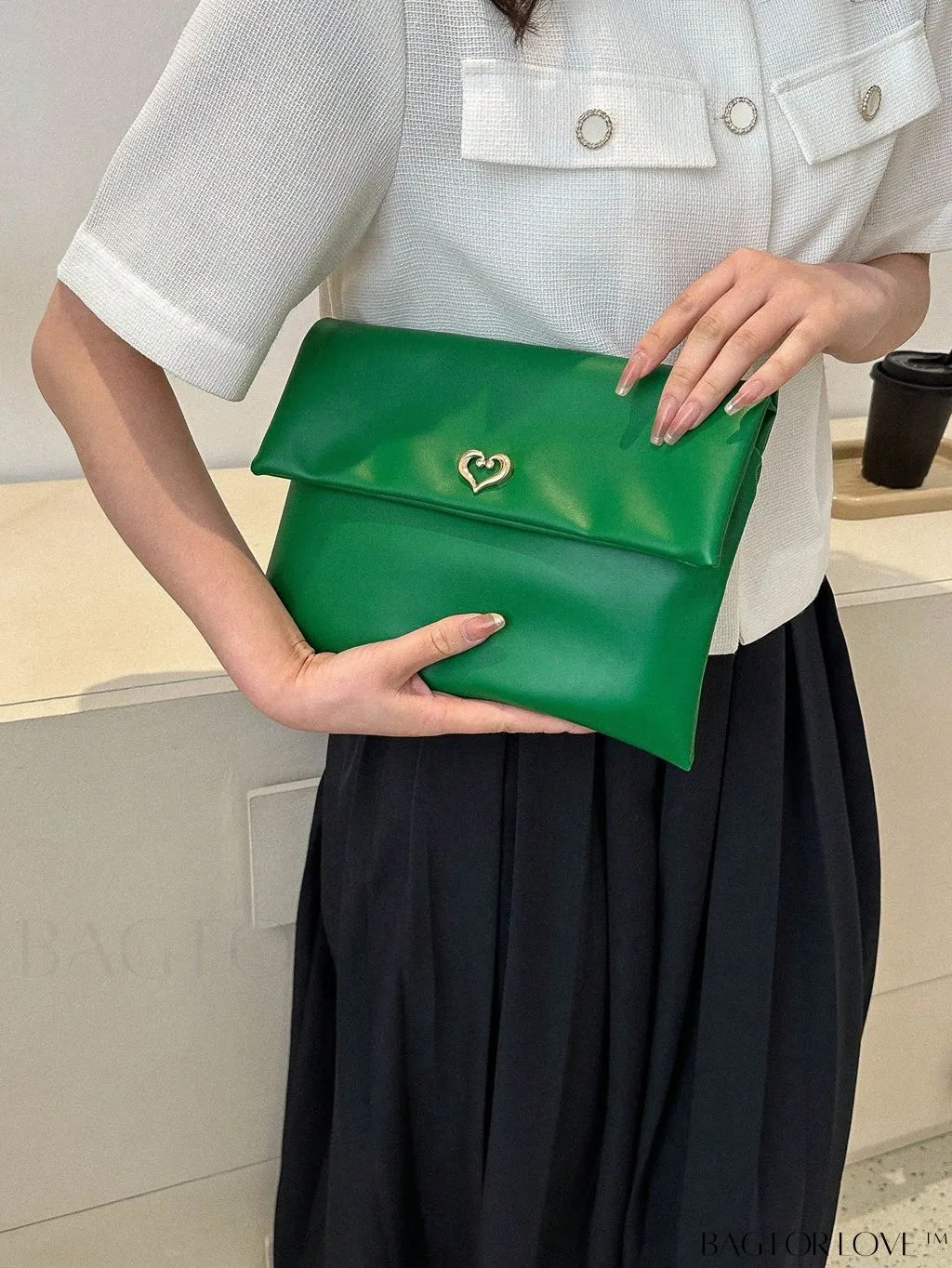 BagForLove - Minimalistic PU Envelope Bag with Heart Detailing