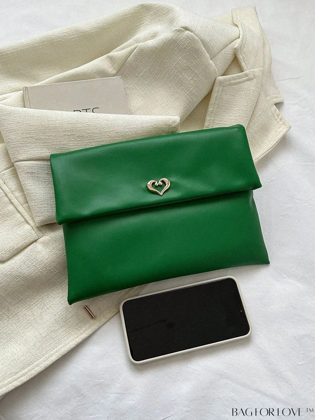 BagForLove - Minimalistic PU Envelope Bag with Heart Detailing