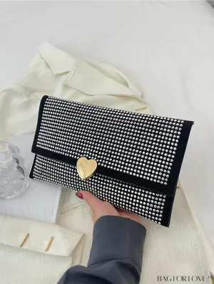 BagForLove - Punk-Inspired Studded Flap Envelope Bag with Decorative Accents