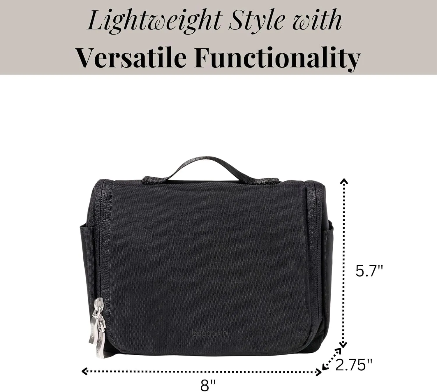 Baggallini Unisex's Small Toiletry Kit-Lightweight 5x8 Inch Makeup Bag Toiltery