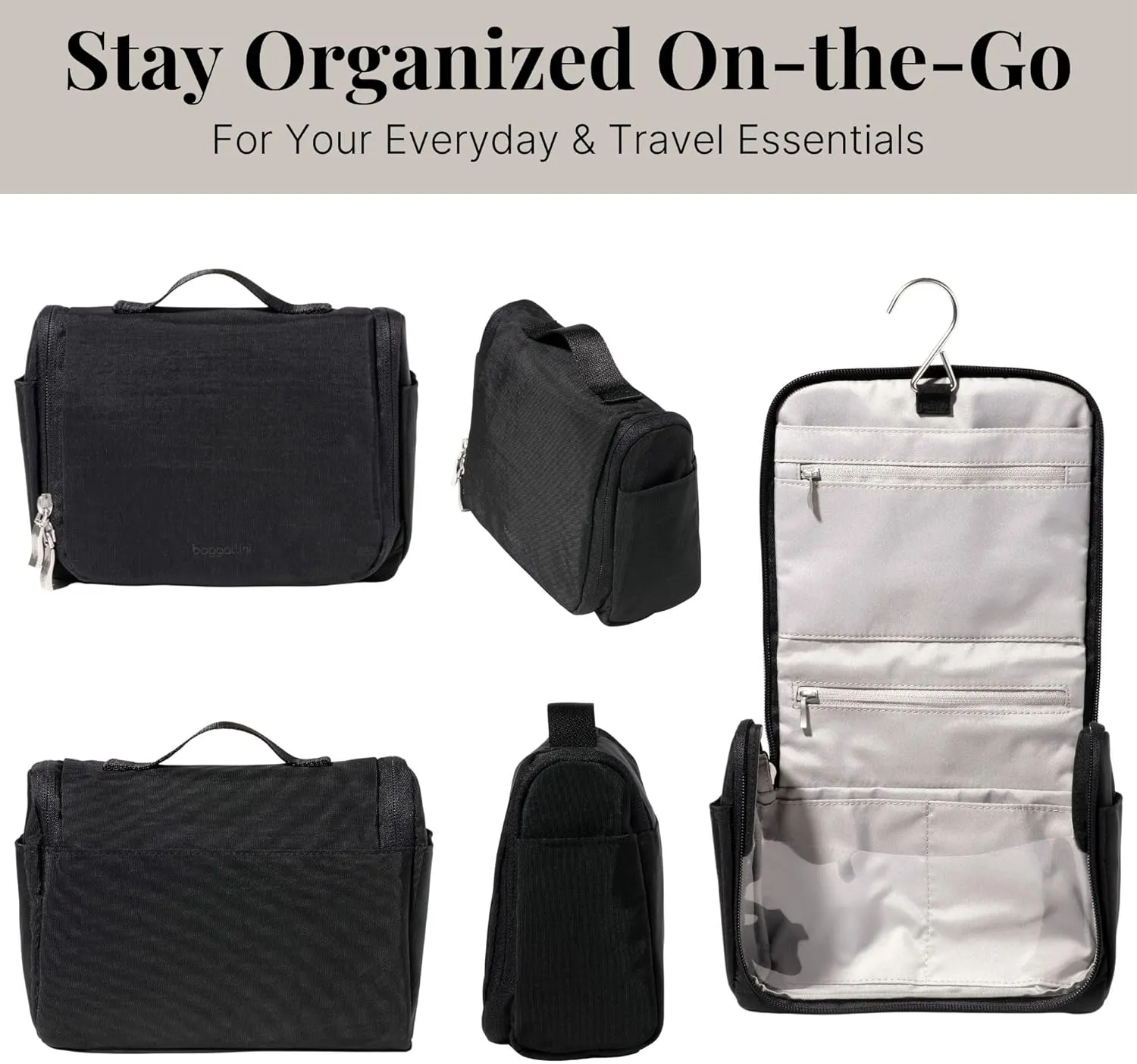 Baggallini Unisex's Small Toiletry Kit-Lightweight 5x8 Inch Makeup Bag Toiltery