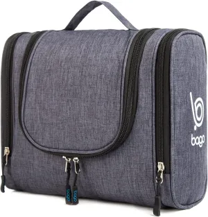 bago Travel Toiletry Bag for Women and Men - Large Waterproof Hanging Toiletry Bag for Bathroom and Travel Bag for Toiletries Organizer (Snow Black)