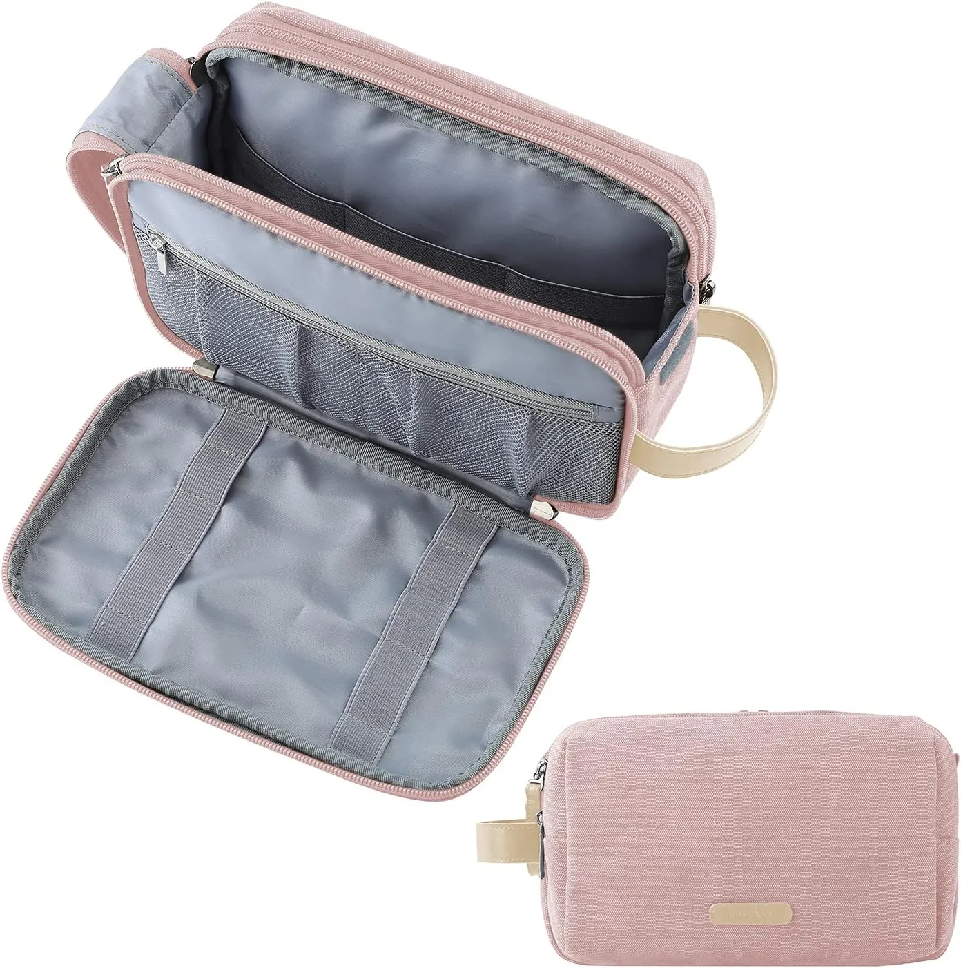 BAGSMART Toiletry Bag for Women, Cosmetic Makeup Bag Organizer, Travel Bag for Toiletries, Dopp Kit Water-resistant Shaving Bag for Accessories, Pink-Large