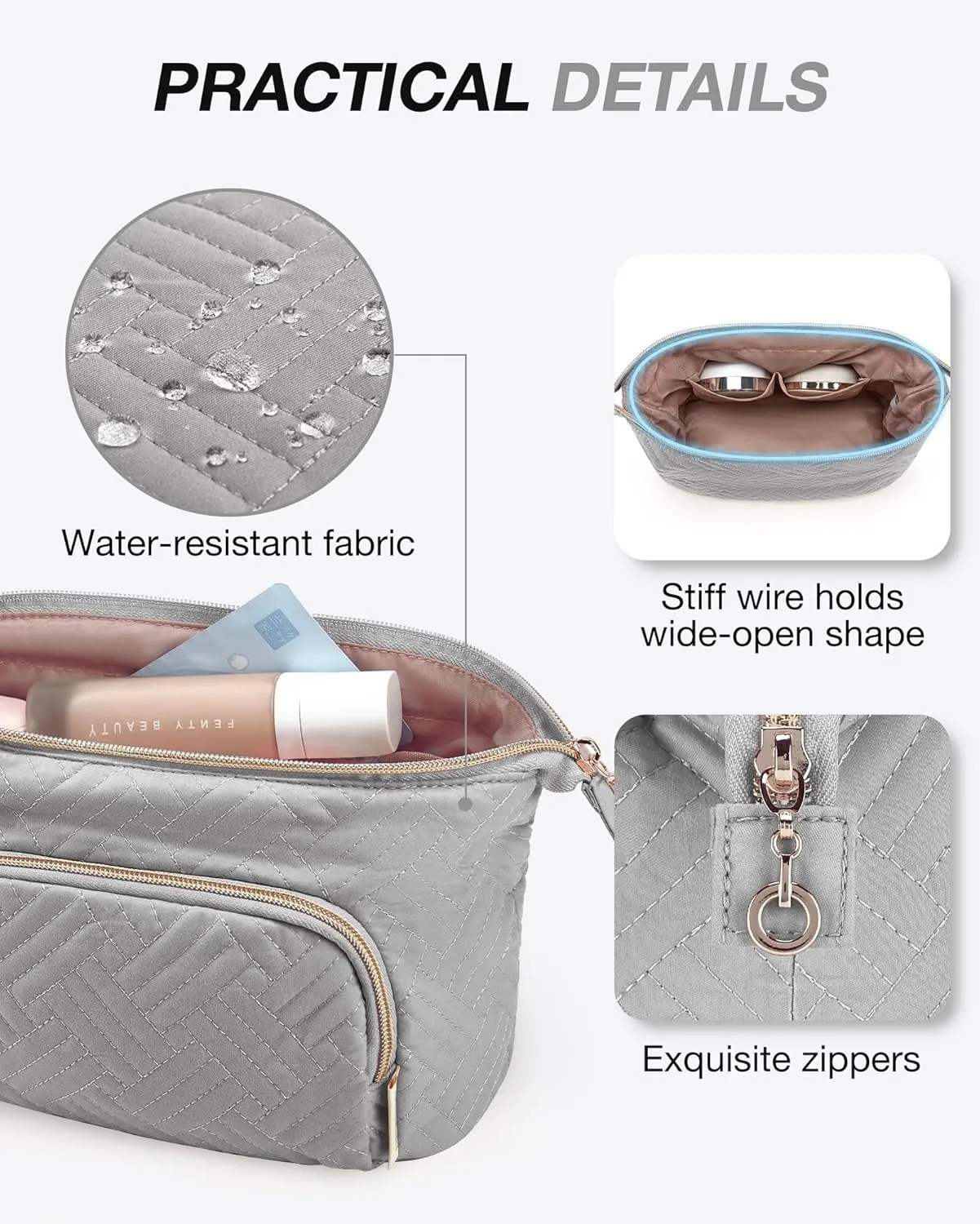 BAGSMART Travel Makeup Bag, Cosmetic Bag Make Up Organizer Case,Large Wide-open Pouch for Women Purse for Toiletries Accessories Brushes