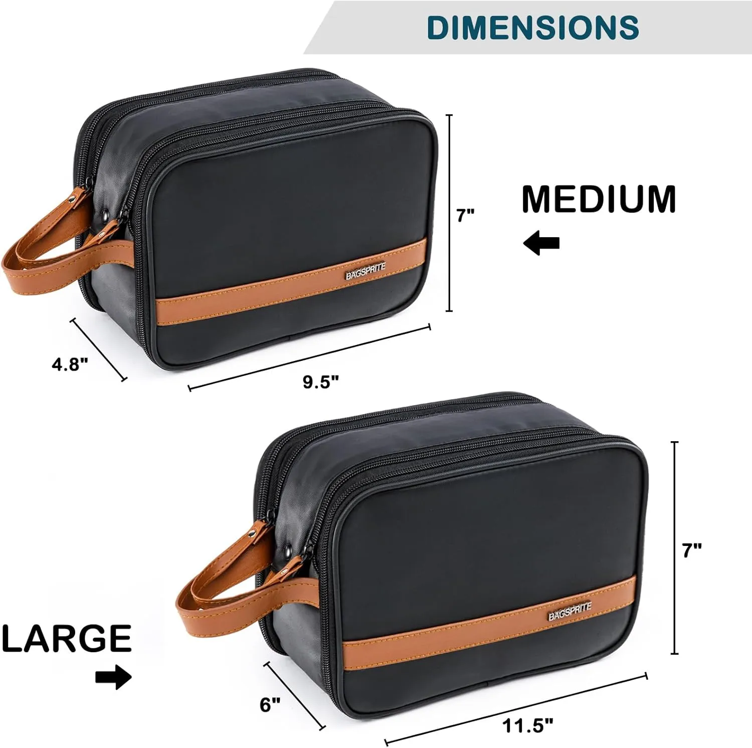 BAGSPRITE Large Toiletry Bag for Men, Women Travel Bag with Hanging Hook, Water-resistant Makeup Cosmetic Bag Shaving Kit Organizer, Bathroom Bag for Traveling