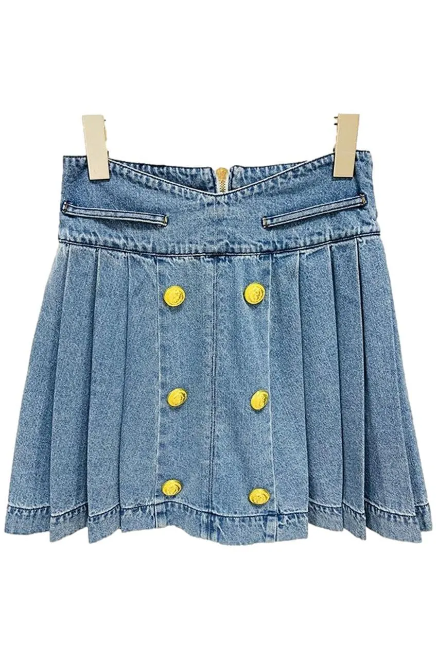 Bailey Button-Embellished Denim Miniskirt