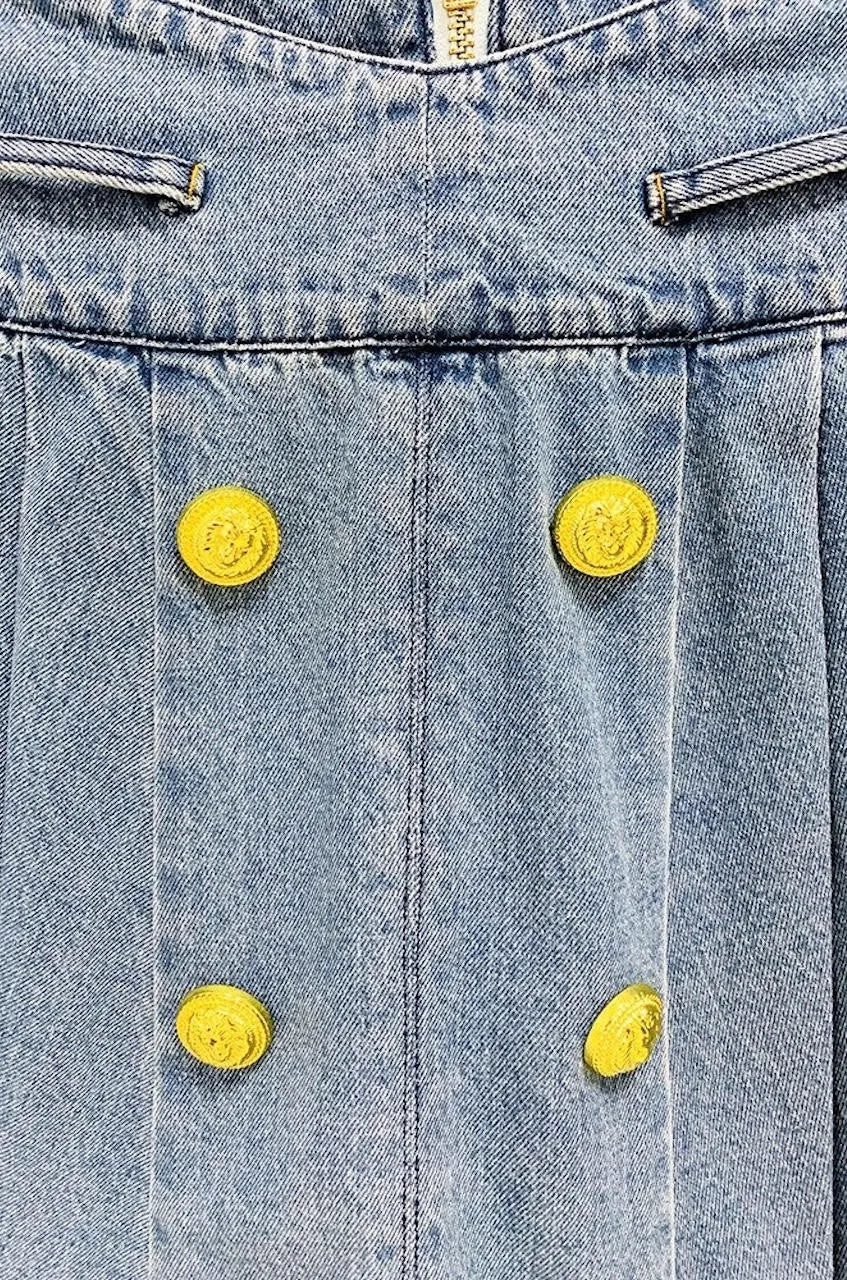 Bailey Button-Embellished Denim Miniskirt