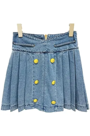 Bailey Button-Embellished Denim Miniskirt