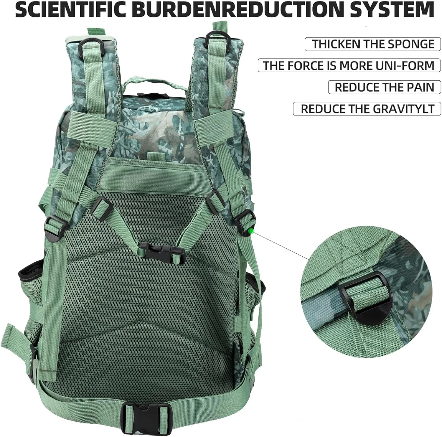BAIXINGBAGS 45L Large Travel backpack for men Military Backpack with DIY System for Travel, gym,camo backpack,Work,Camping,Hunting,Hiking,Sports,Highland Tactical