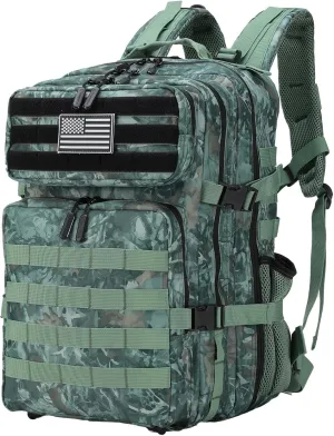 BAIXINGBAGS 45L Large Travel backpack for men Military Backpack with DIY System for Travel, gym,camo backpack,Work,Camping,Hunting,Hiking,Sports,Highland Tactical