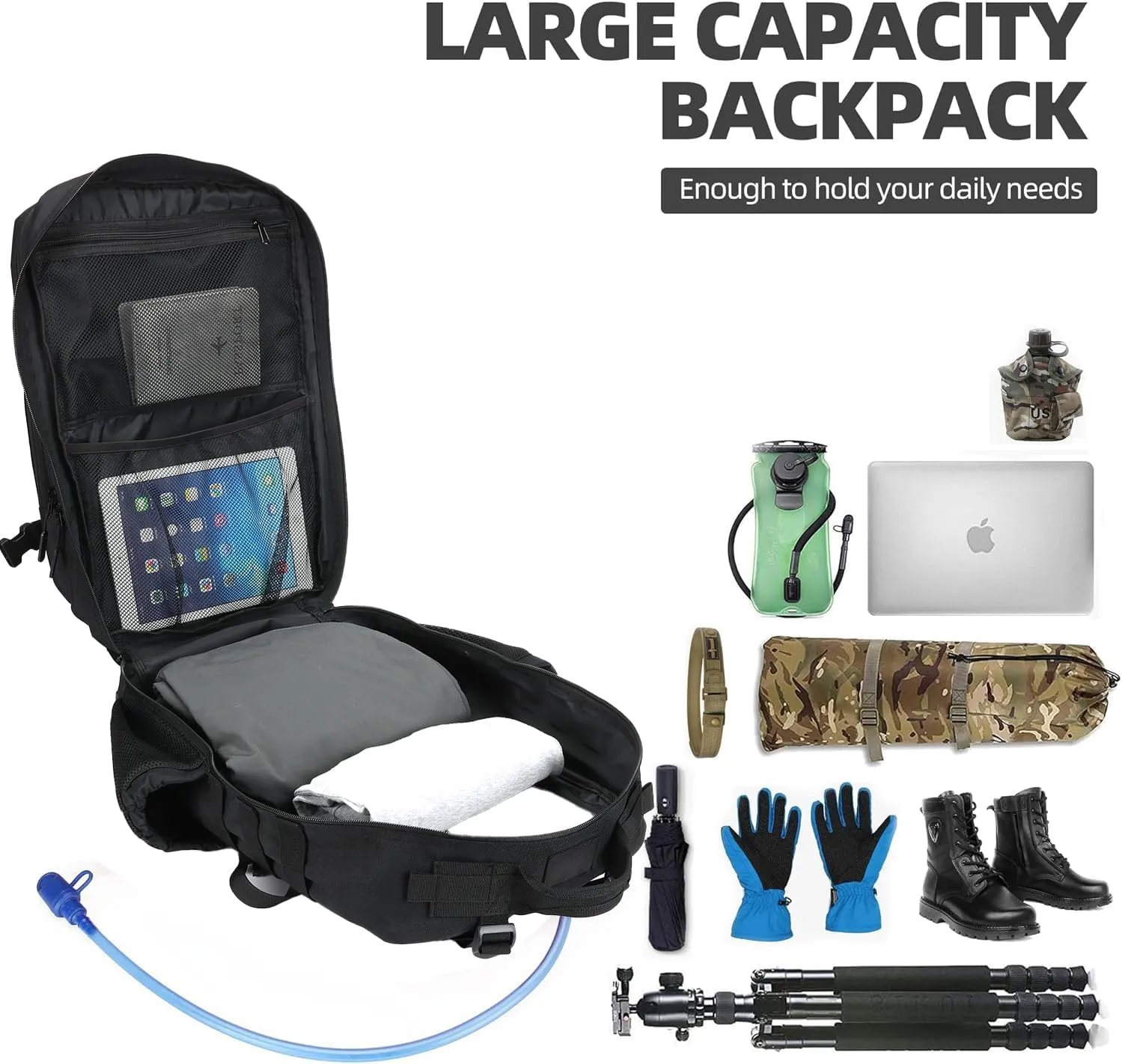 BAIXINGBAGS 45L Tactical Backpack Waterproof Military Backpack for Men Tactical Operations Highland Tactical Assault Backpack (Pro-black_45L)