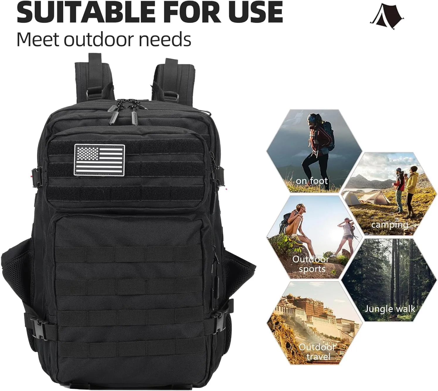 BAIXINGBAGS 45L Tactical Backpack Waterproof Military Backpack for Men Tactical Operations Highland Tactical Assault Backpack (Pro-black_45L)