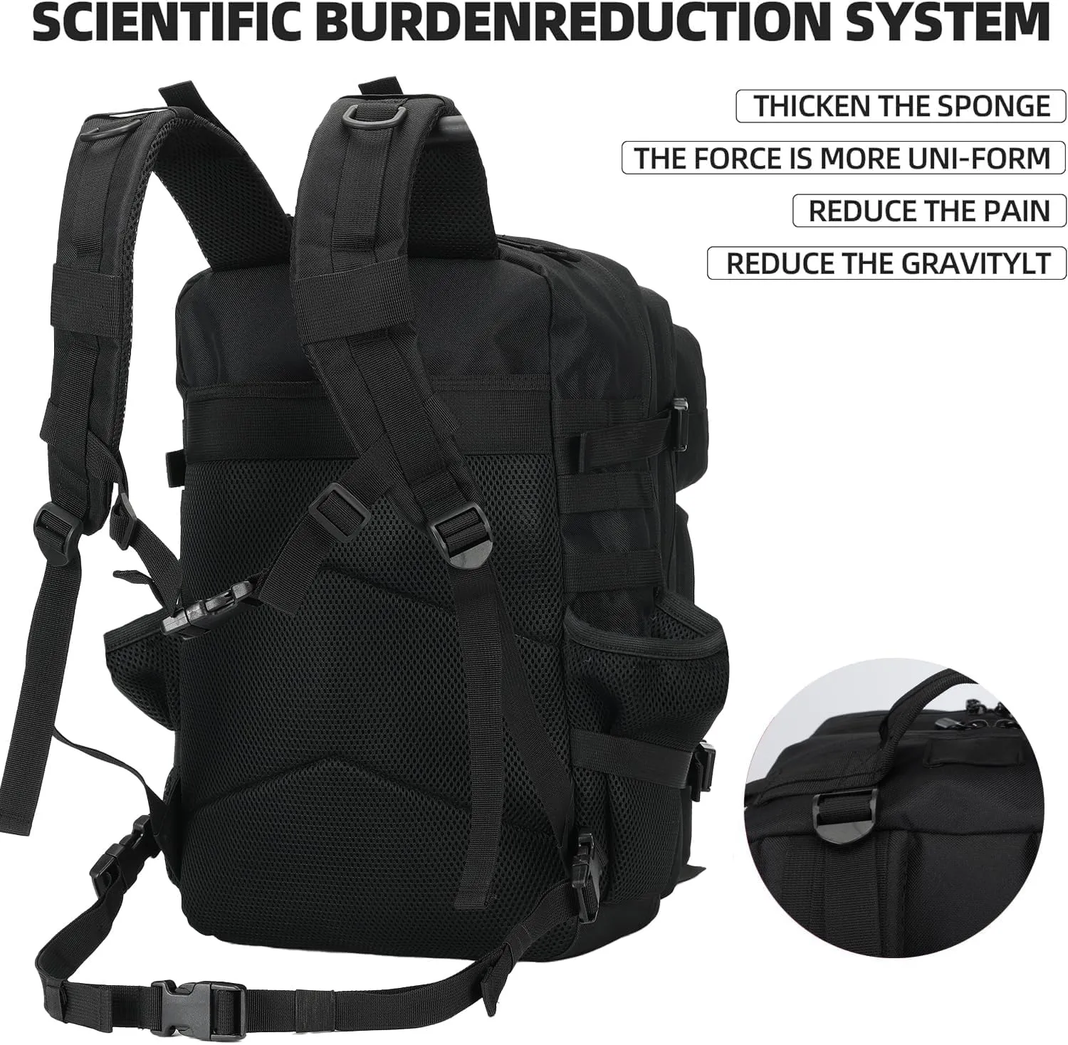 BAIXINGBAGS 45L Tactical Backpack Waterproof Military Backpack for Men Tactical Operations Highland Tactical Assault Backpack (Pro-black_45L)