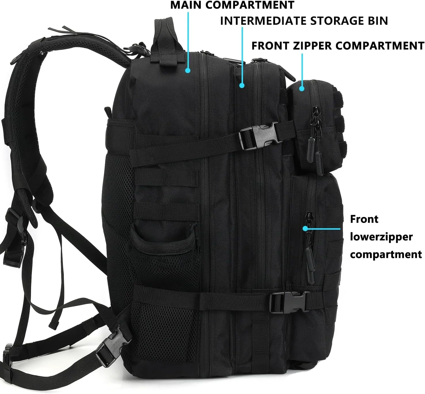 BAIXINGBAGS 45L Tactical Backpack Waterproof Military Backpack for Men Tactical Operations Highland Tactical Assault Backpack (Pro-black_45L)