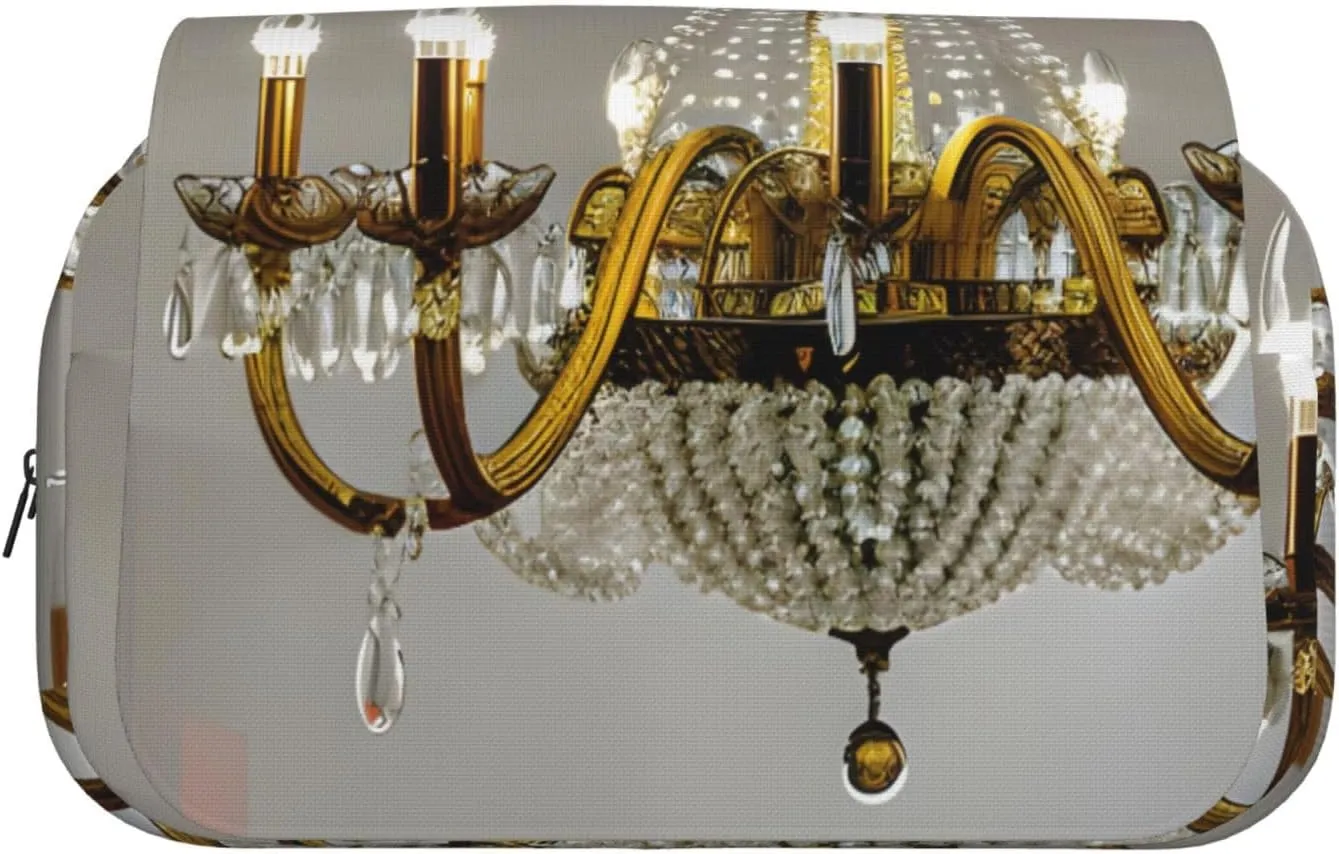 Ball Room Chandelier Printing Pen Case, Rollerball Pen Holder Handmade Display Organizer Zippered Pouch