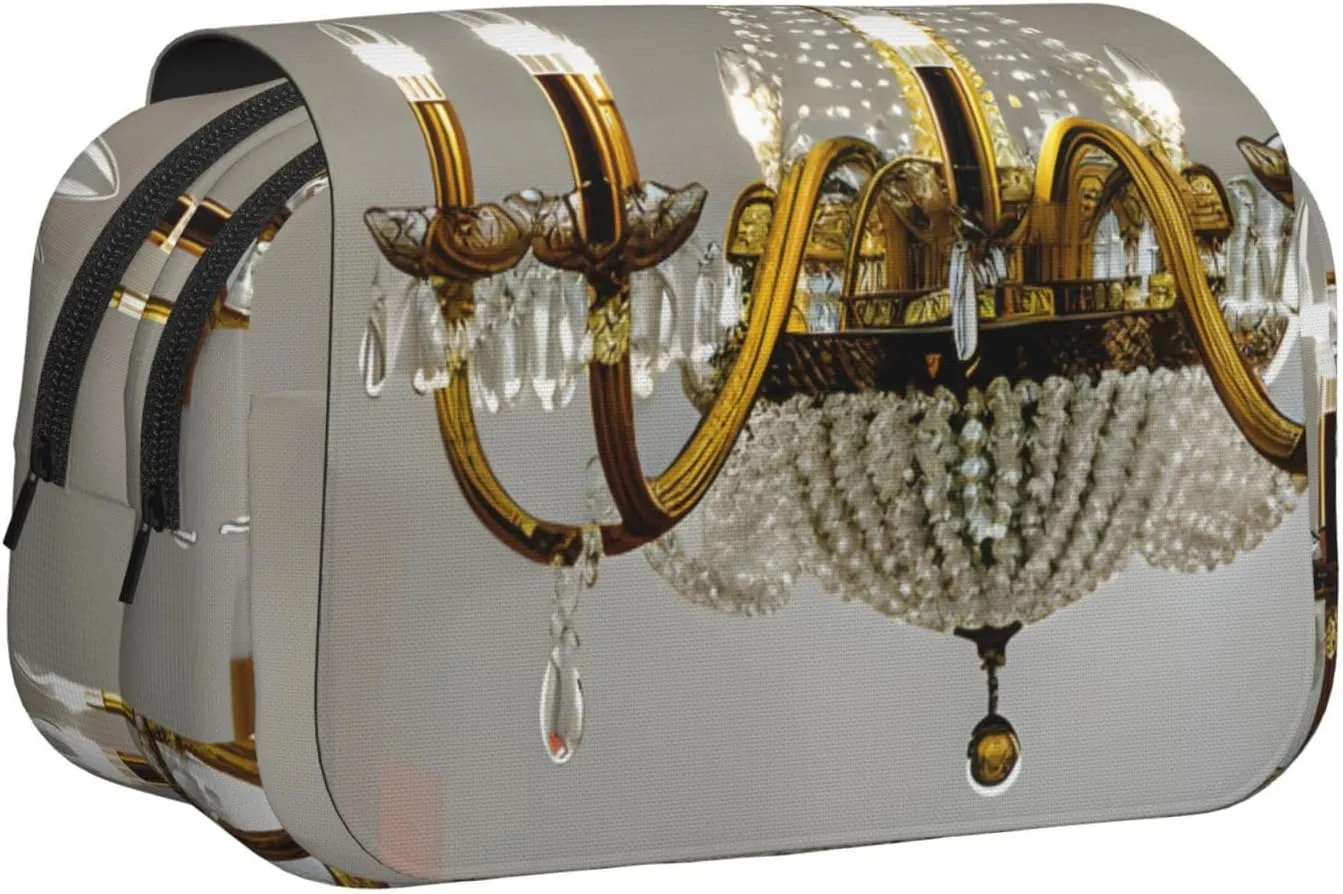 Ball Room Chandelier Printing Pen Case, Rollerball Pen Holder Handmade Display Organizer Zippered Pouch