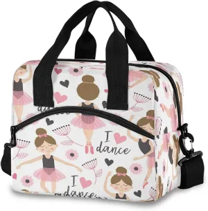 Ballerina Girl Lunch Bag for Kids Cute Ballet Insulated Cooler Lunch Box Large Capacity Lunch Organizer for Boys Girls