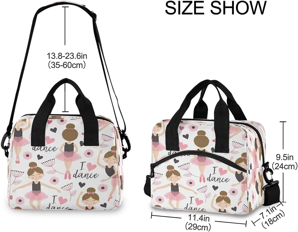 Ballerina Girl Lunch Bag for Kids Cute Ballet Insulated Cooler Lunch Box Large Capacity Lunch Organizer for Boys Girls