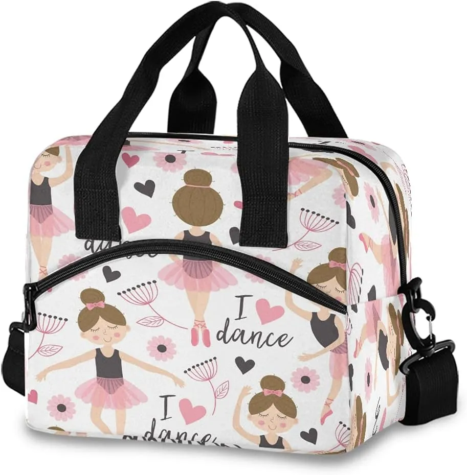 Ballerina Girl Lunch Bag for Kids Cute Ballet Insulated Cooler Lunch Box Large Capacity Lunch Organizer for Boys Girls