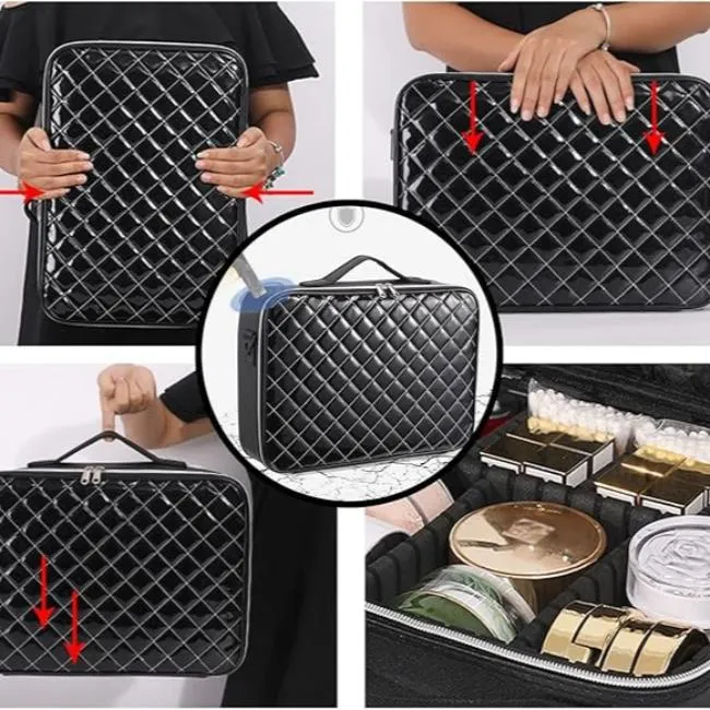 Barbara | Stylish & Practical Argyle Pattern Travel Cosmetic Bag