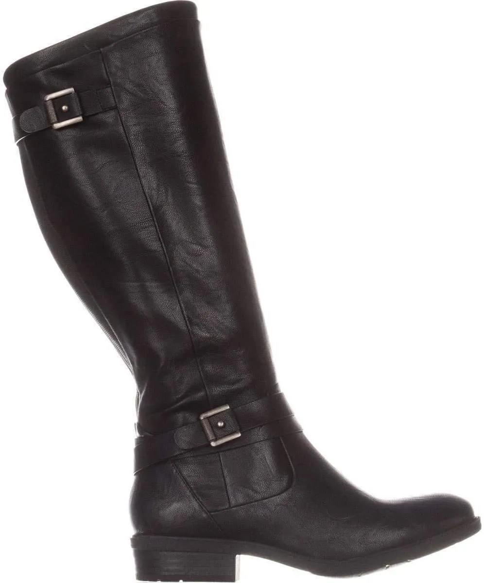 BareTraps Womens Yalina Faux Leather Buckle Knee-High Boots