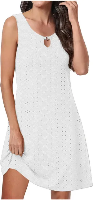 Beach Dresses for Women Knee Length Sleeveless Sun Dress Comfy Lightweight Elelet Dresses