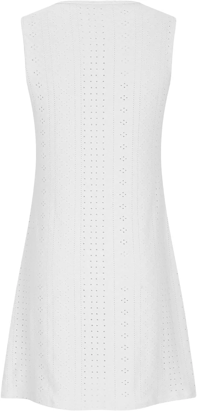 Beach Dresses for Women Knee Length Sleeveless Sun Dress Comfy Lightweight Elelet Dresses