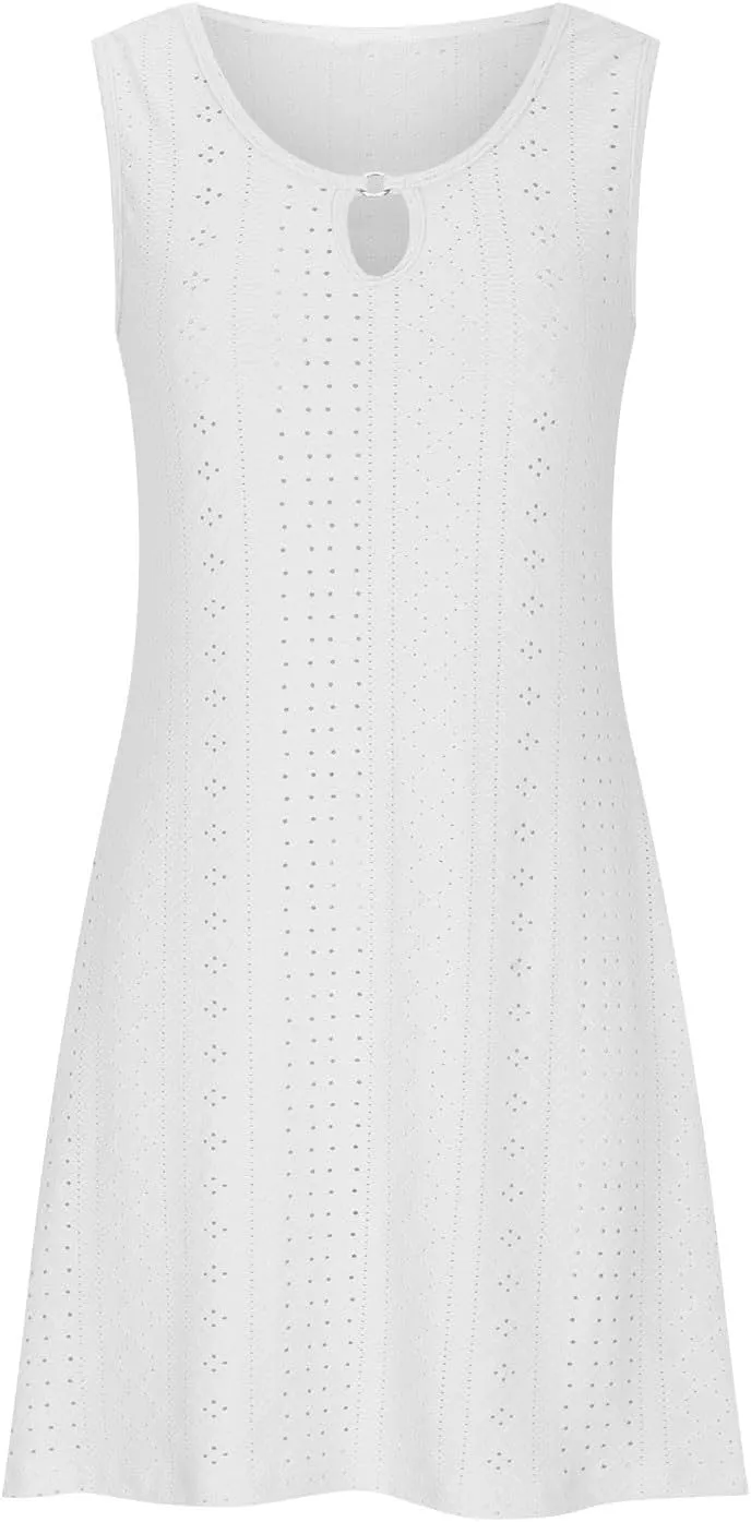 Beach Dresses for Women Knee Length Sleeveless Sun Dress Comfy Lightweight Elelet Dresses