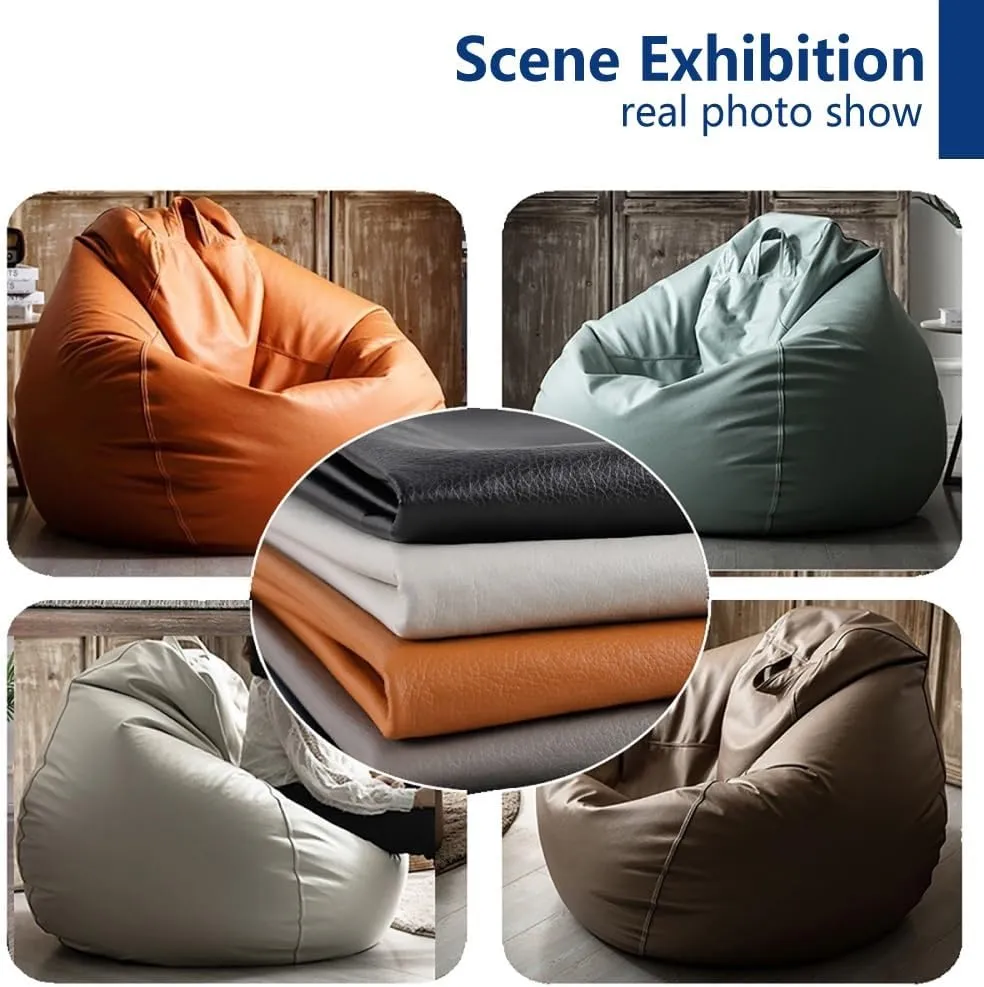 Bean Bag Chair Bean Bag Cover Without Filler Luxury Single Lazy Sofa Cover Faux Leather Bean Bag Sac Pouf Chair Envelope Beanbag Corner Seat Sectional Couch(Orange)