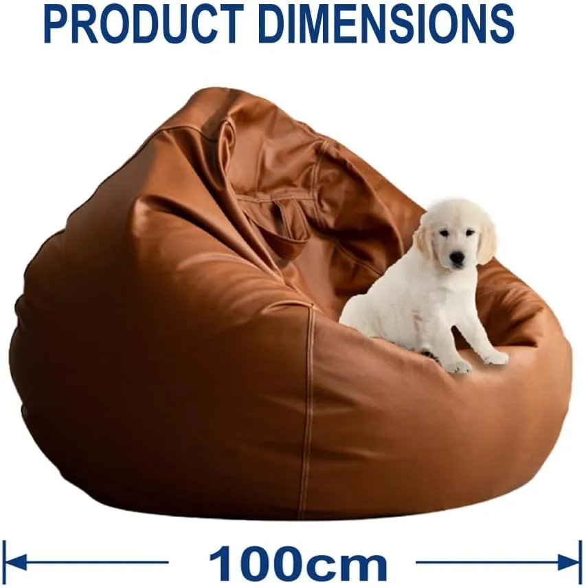 Bean Bag Chair Bean Bag Cover Without Filler Luxury Single Lazy Sofa Cover Faux Leather Bean Bag Sac Pouf Chair Envelope Beanbag Corner Seat Sectional Couch(Orange)