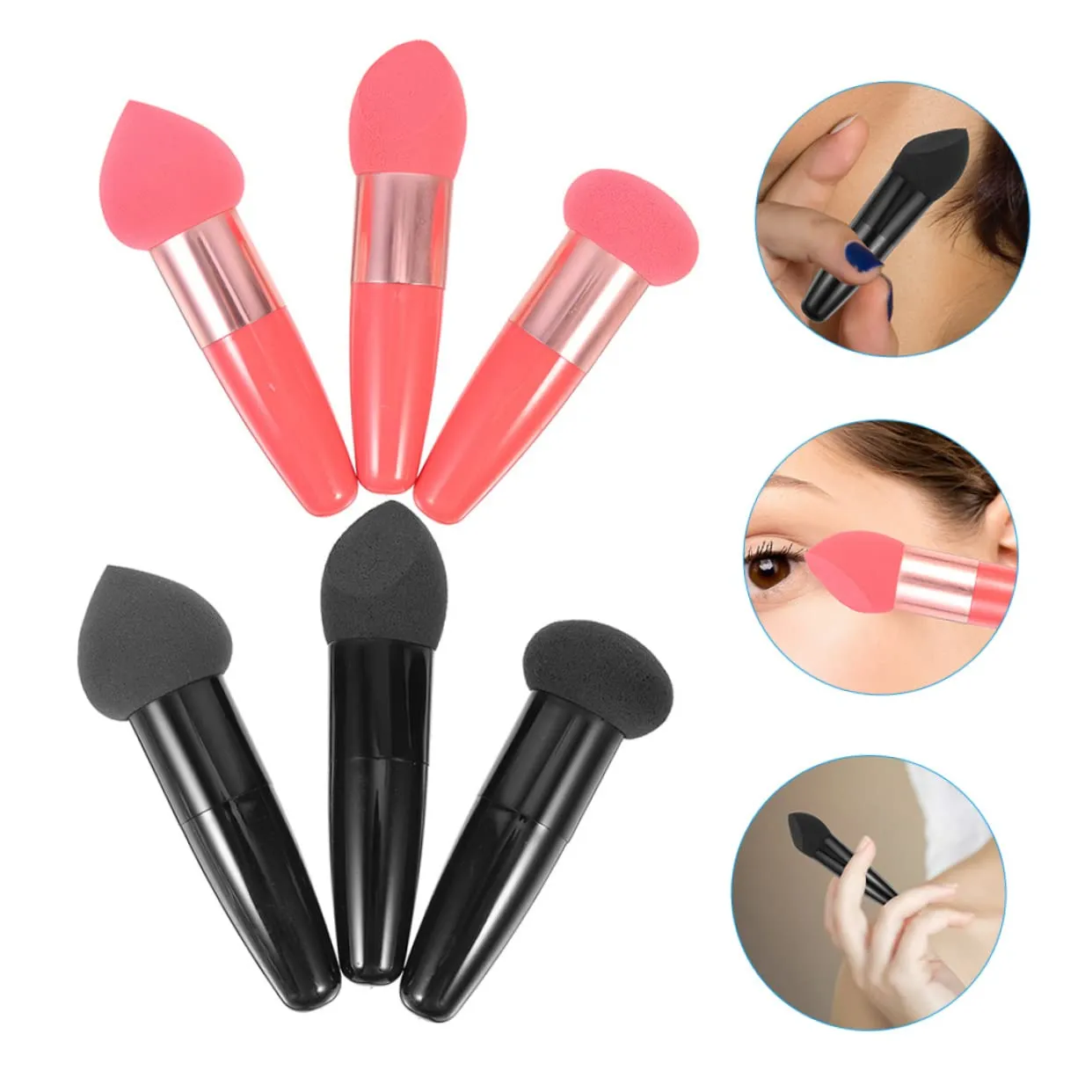 Beaupretty 24pcs Makeup Sponge Pens for Foundation Application Portable Beauty Tools Comfortable Handle for Precise Makeup Areas Watermelon