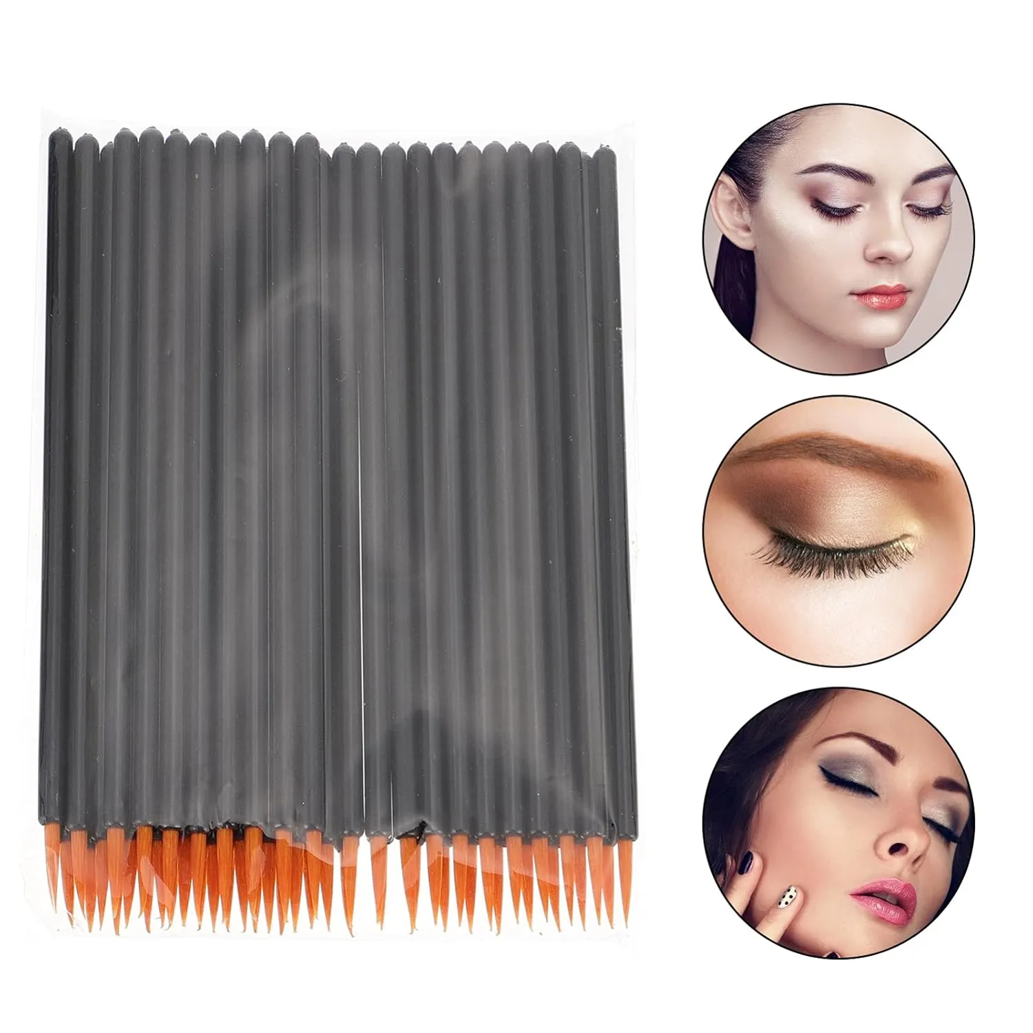 Beaupretty 300pcs Disposable Eyeliner Brush Applicators Precision Makeup Wands for Eye Makeup Application Bristles Easy to Use for Salon and Home Use