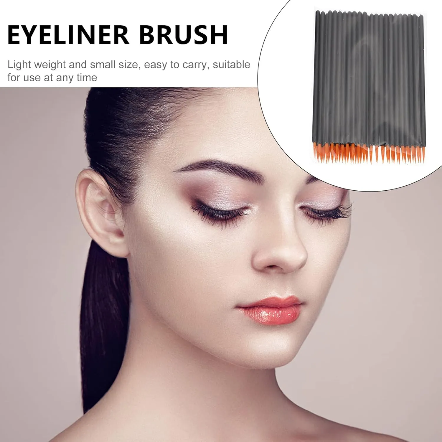 Beaupretty 300pcs Disposable Eyeliner Brush Applicators Precision Makeup Wands for Eye Makeup Application Bristles Easy to Use for Salon and Home Use
