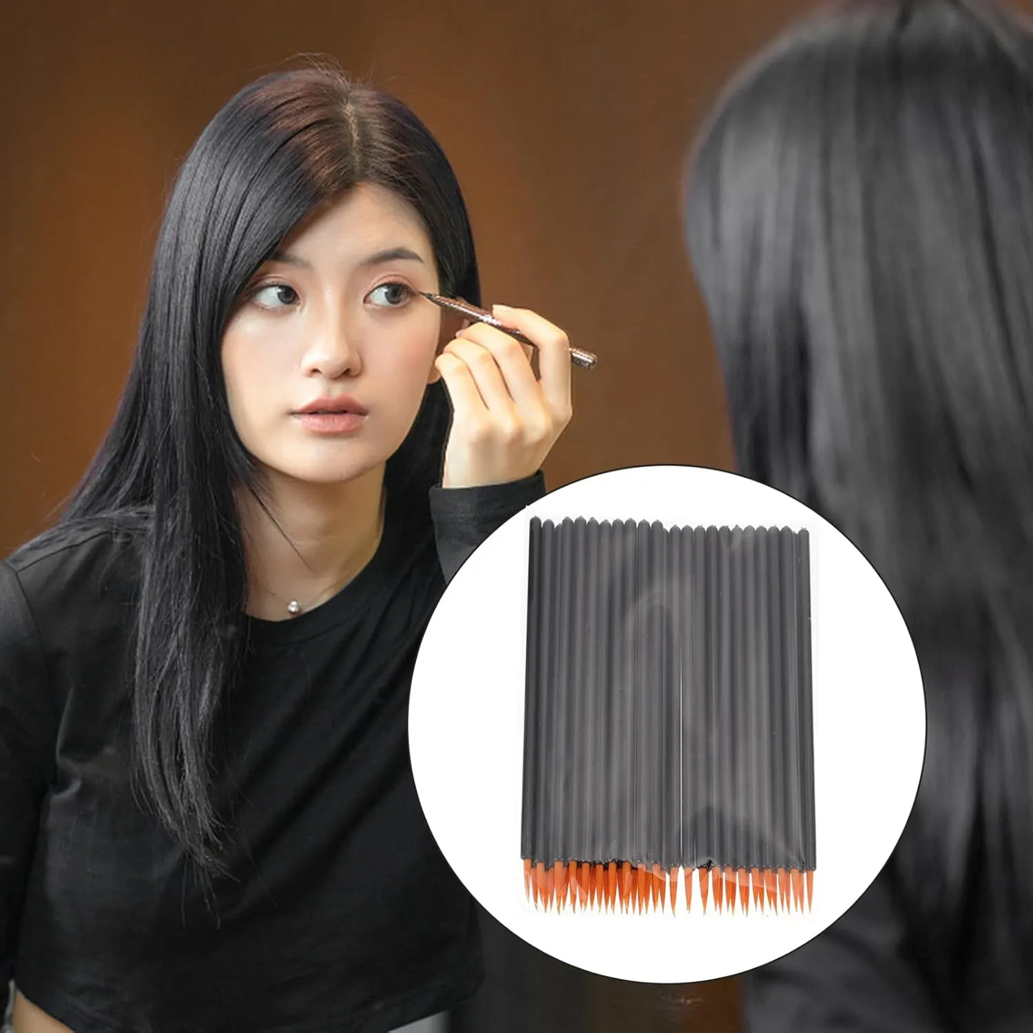 Beaupretty 300pcs Disposable Eyeliner Brush Applicators Precision Makeup Wands for Eye Makeup Application Bristles Easy to Use for Salon and Home Use