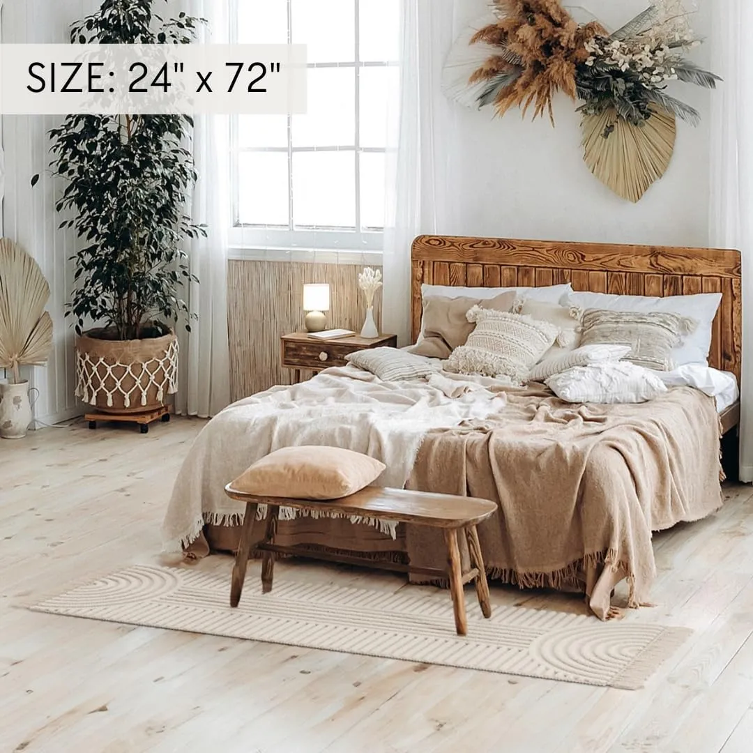 Beautiful 2x6 ft. Boho Runner Rug with Tassels for Your Hallway, Bedroom Or Living Room - Soft Cotton Carpet Fits Perfectly in Any Kitchen/Dining Space - Washable Rug Enhances Any Home Decor