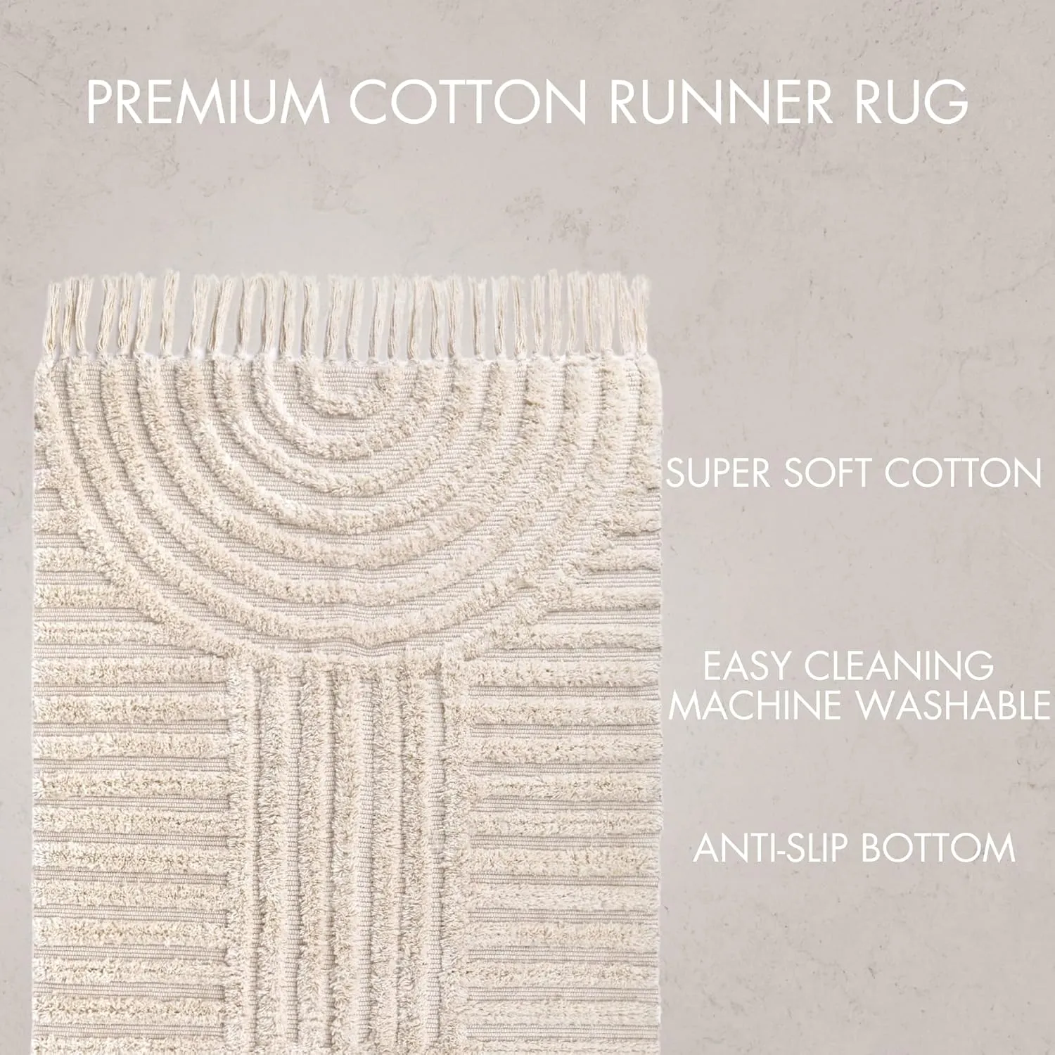 Beautiful 2x6 ft. Boho Runner Rug with Tassels for Your Hallway, Bedroom Or Living Room - Soft Cotton Carpet Fits Perfectly in Any Kitchen/Dining Space - Washable Rug Enhances Any Home Decor