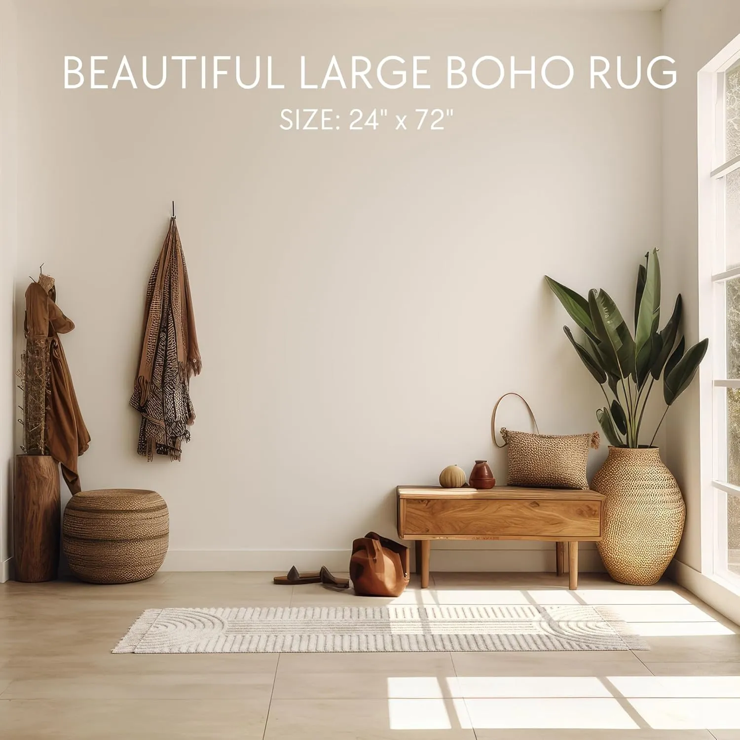Beautiful 2x6 ft. Boho Runner Rug with Tassels for Your Hallway, Bedroom Or Living Room - Soft Cotton Carpet Fits Perfectly in Any Kitchen/Dining Space - Washable Rug Enhances Any Home Decor