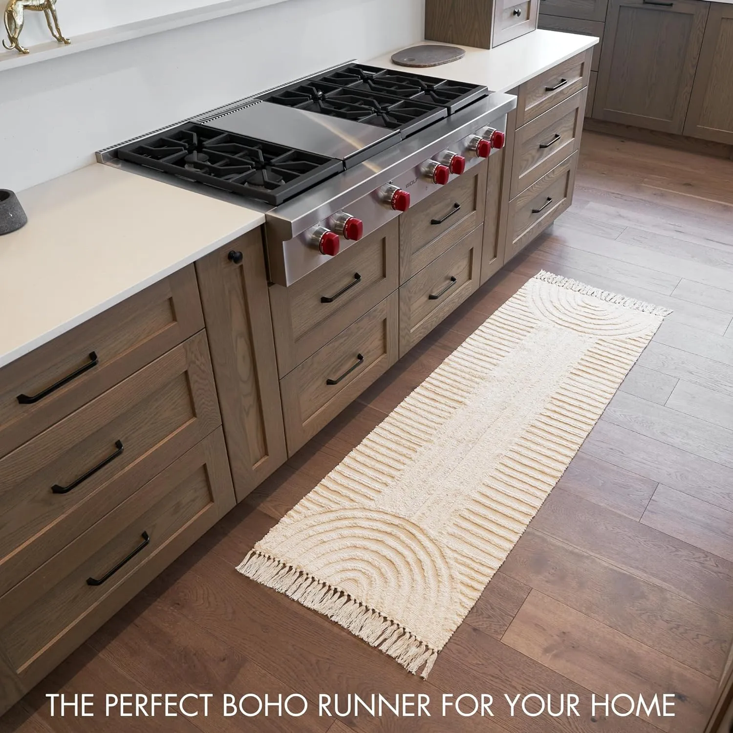 Beautiful 2x6 ft. Boho Runner Rug with Tassels for Your Hallway, Bedroom Or Living Room - Soft Cotton Carpet Fits Perfectly in Any Kitchen/Dining Space - Washable Rug Enhances Any Home Decor