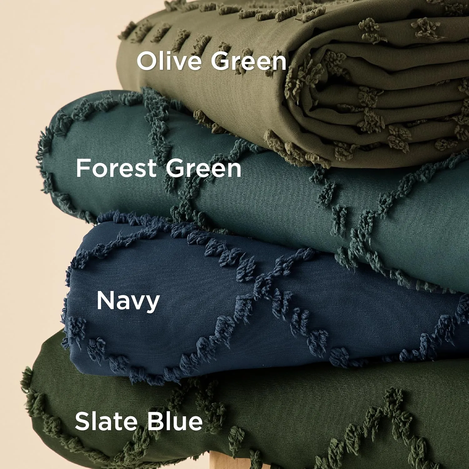 Bedsure Boho Duvet Cover King Size - Boho Bedding, Tufted King Duvet Cover for All Seasons, 3 Pieces Embroidery Shabby Chic Home Bedding,Comforter Not Included (Navy, 104" x 90")