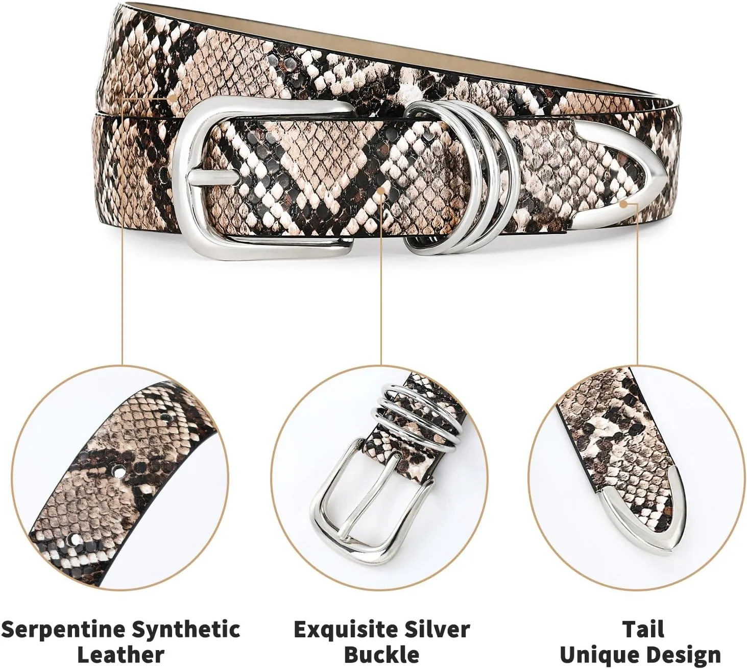 Belts for Women with Gold Buckle Faux Leather Belts Fashion Casual belts for jeans