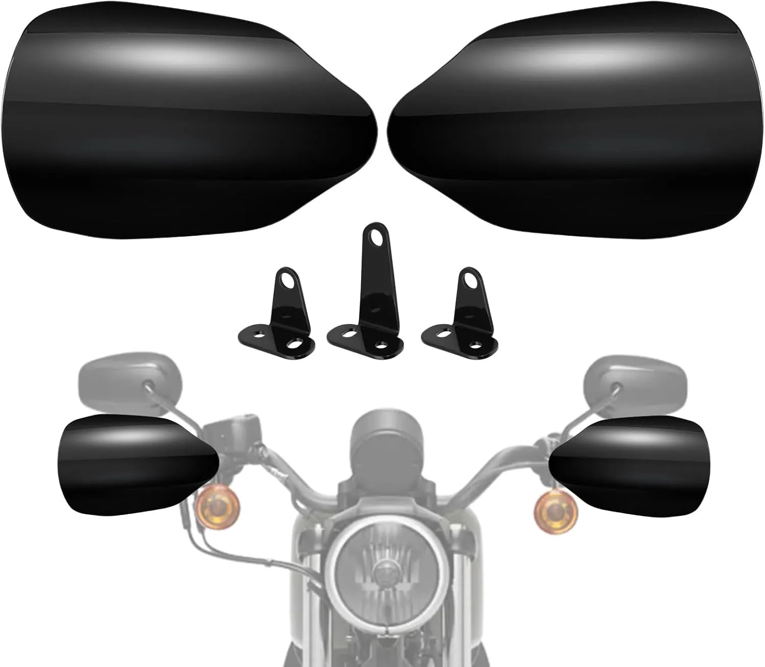 Benlari Stainless Steel Handguards, Larger Hand Guards Fit for Harley Touring Street Glide Road Glide Road King Electra Glide Bagger 2007-2023, Fit for Hydraulic Clutch & Cable Clutch Style, Black