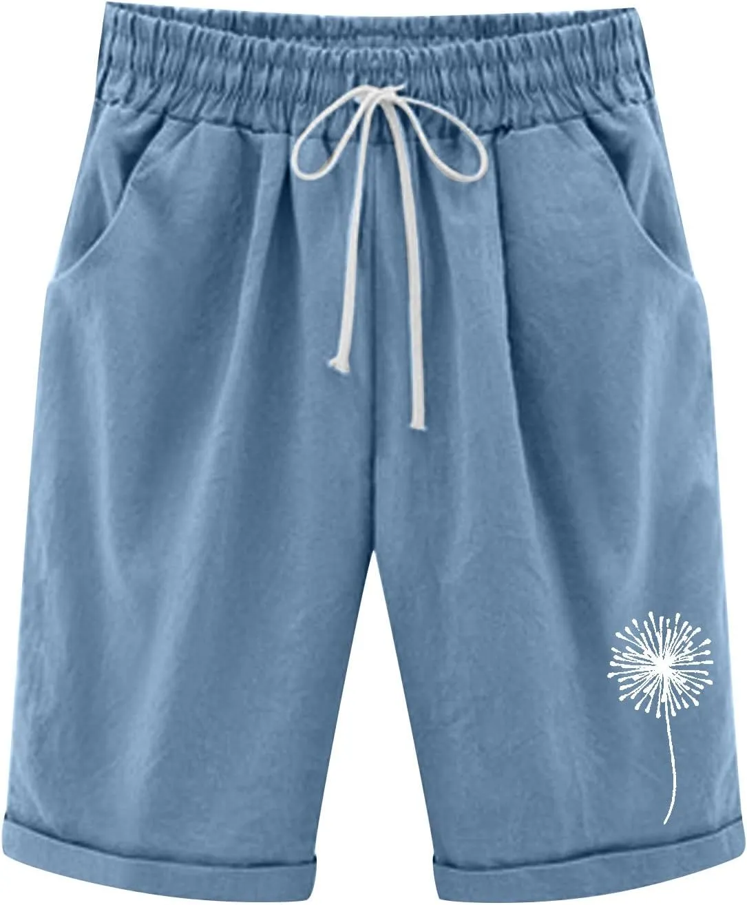 Bermuda Shorts for Women 2025 Casual Summer Beach Drawstring Shorts with Pocket Knee Length Loose Cute Vacation Short