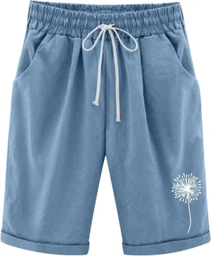 Bermuda Shorts for Women 2025 Casual Summer Beach Drawstring Shorts with Pocket Knee Length Loose Cute Vacation Short