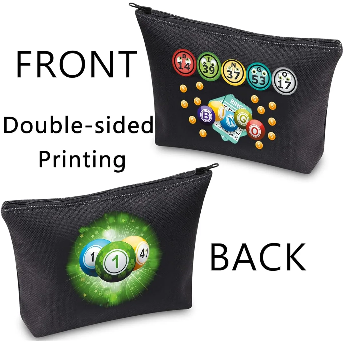 Bingo Lover Gift Funny Bingo Gift Bingo Makeup Bag Cosmetic Bag Bingo Player Gift Bingo Game Gift Travel Organizer Case, Bingo Bag Black, Makeup Bag