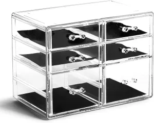 BINO | 6 Drawer Makeup Organizer, York Avenue | THE MANHATTAN SERIES | Makeup Drawer Organizer | Makeup Storage | Cosmetic Organizer | Vanity Organizer | Clear Makeup Organizers And Storage Cases