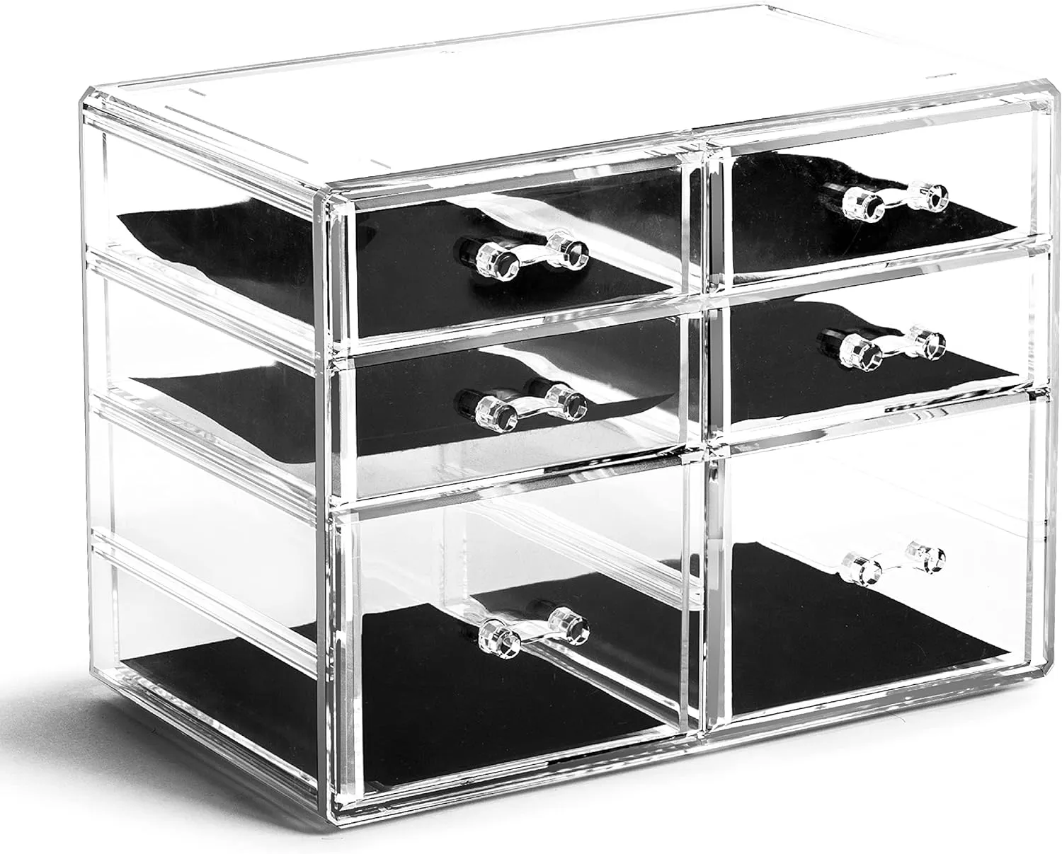 BINO | 6 Drawer Makeup Organizer, York Avenue | THE MANHATTAN SERIES | Makeup Drawer Organizer | Makeup Storage | Cosmetic Organizer | Vanity Organizer | Clear Makeup Organizers And Storage Cases